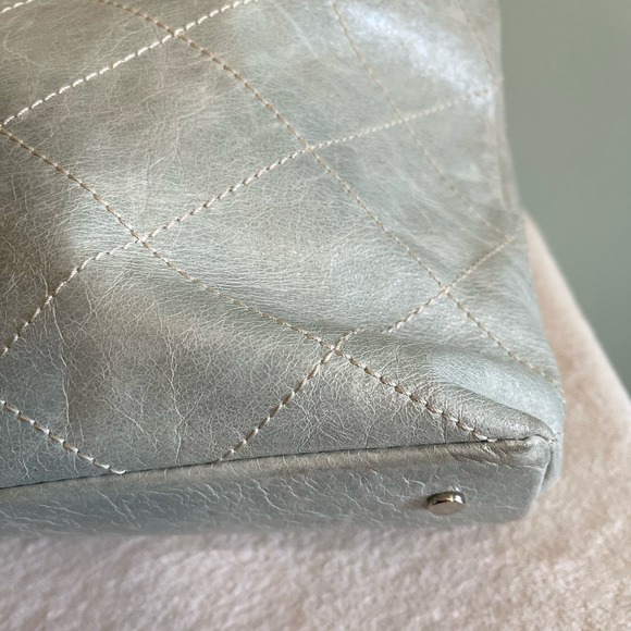 Roberta Gandolfi Women's Gray Genuine Leather Big Ribbon Tote Carryall Handbag - Picture 12 of 13